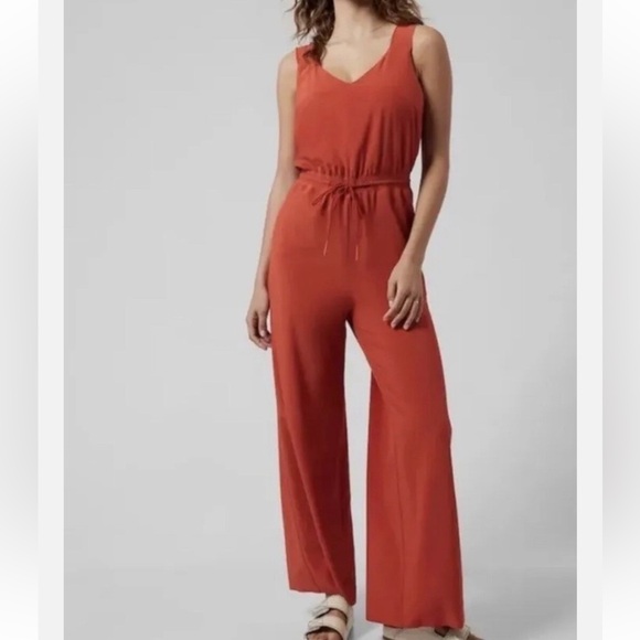 Athleta Pants - Athleta current red/rust savannah wide leg jumpsuit size 4